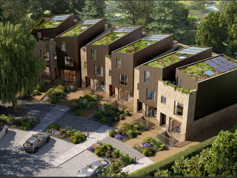 Aerial CGI image of the development project in Wimbledon