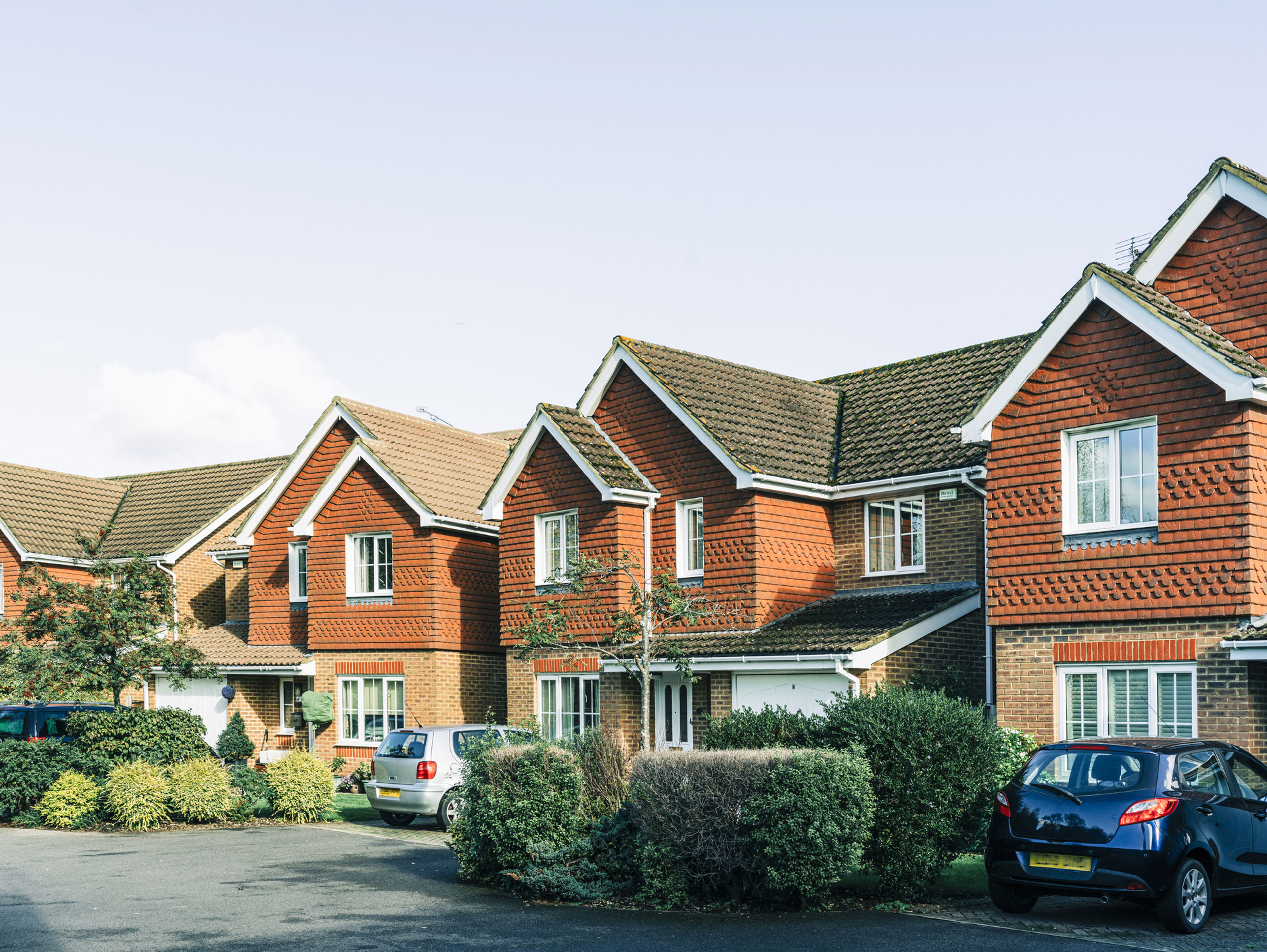 A picture of semi detached houses in a suburban setting
