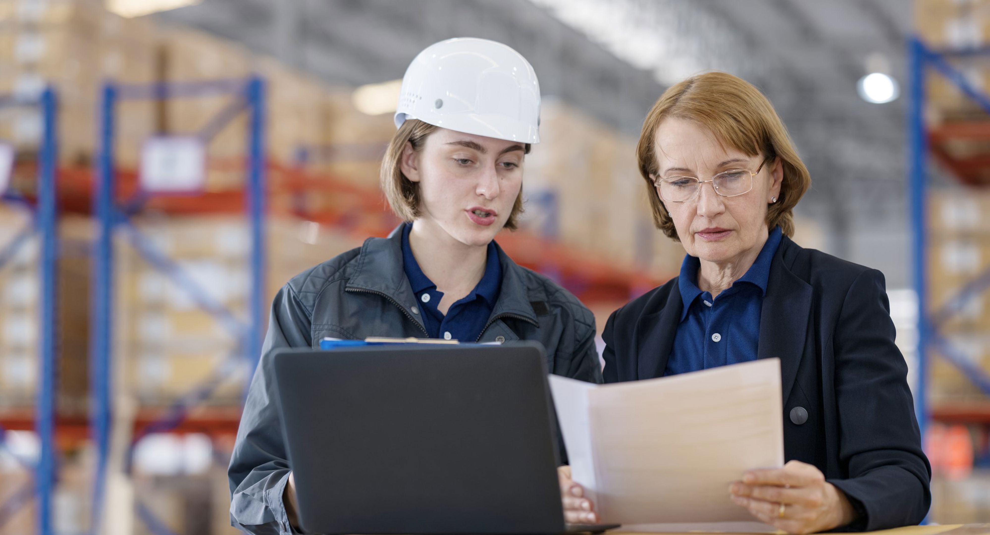 Two female engineers talking