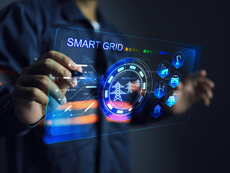 Person holding a virtual smart grid energy management solution