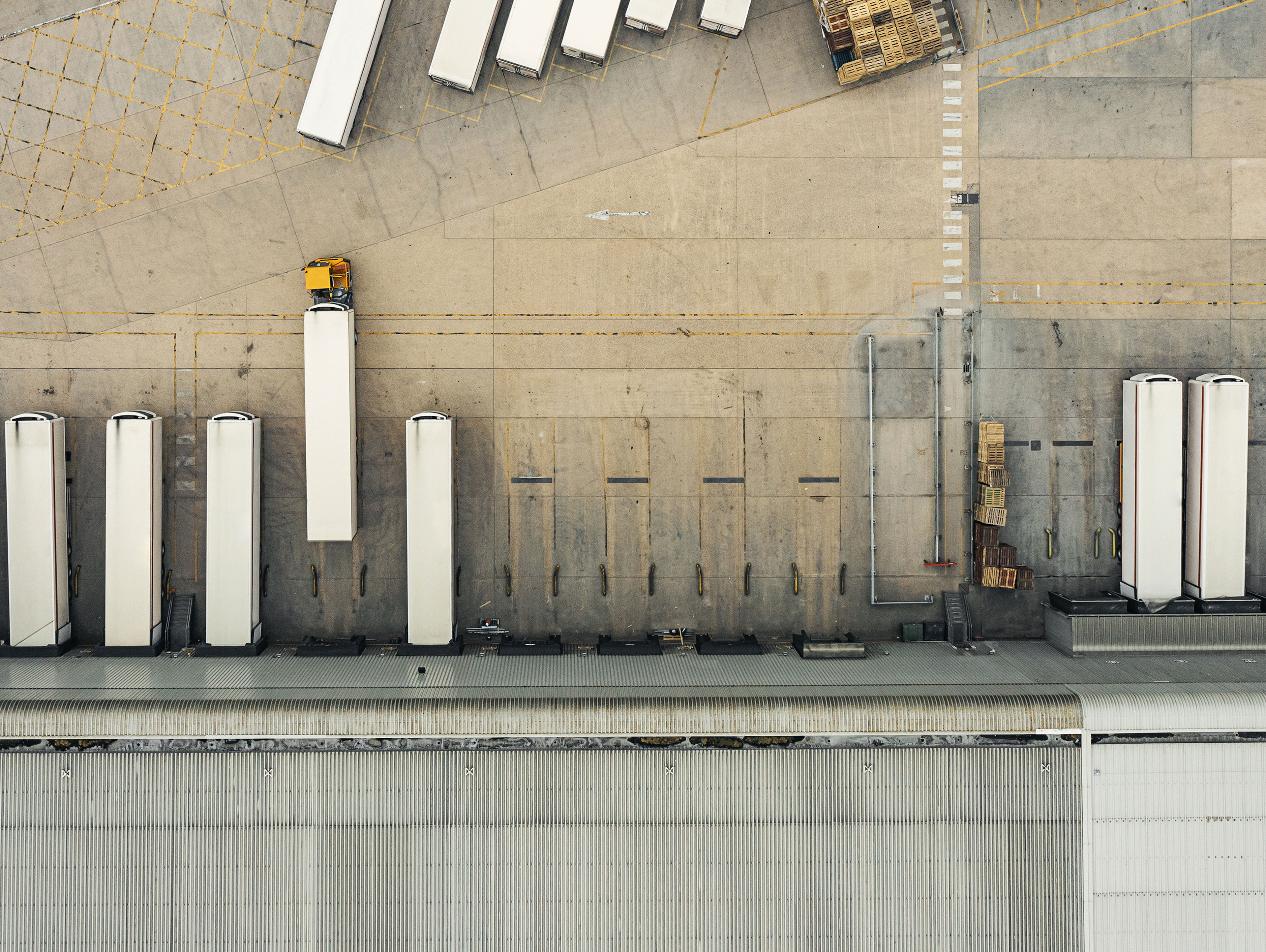 Distribution Warehouse With Articulated Lorries Loading