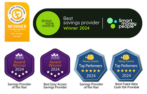 Logos of the six savings awards that Shawbrook have won in 2024