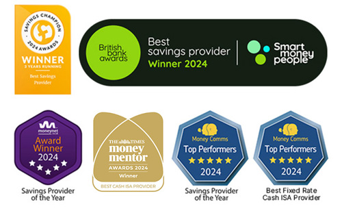 Logos of the six savings awards that Shawbrook have won in 2024