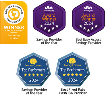 Logos for five Shawbrook Savings awards